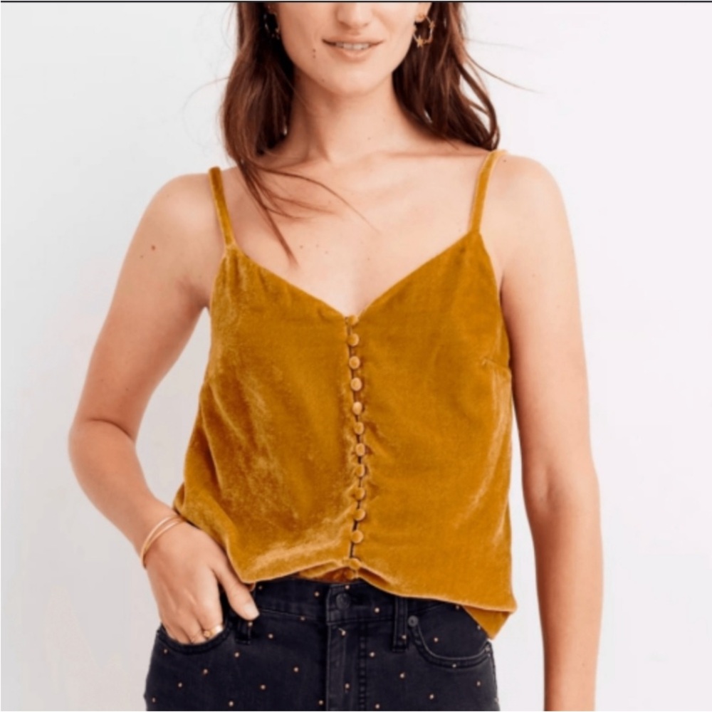 Madewell Velvet Button Down Camisole in Burnt Orange